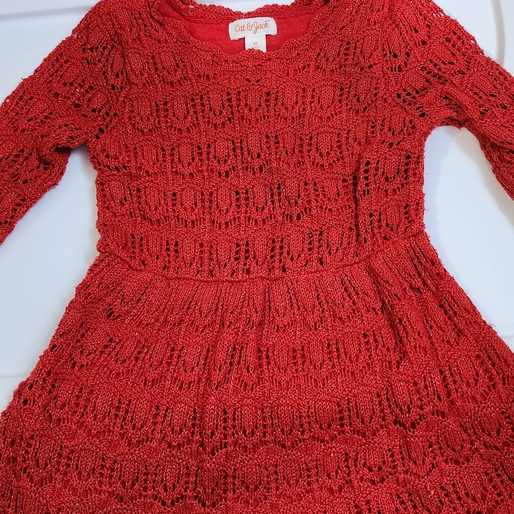 Toddler Girls Red Knit Dress